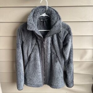 Kuhl Flight Jacket Womens Small Gray High Pile Sherpa Fleece Full Zip Pockets